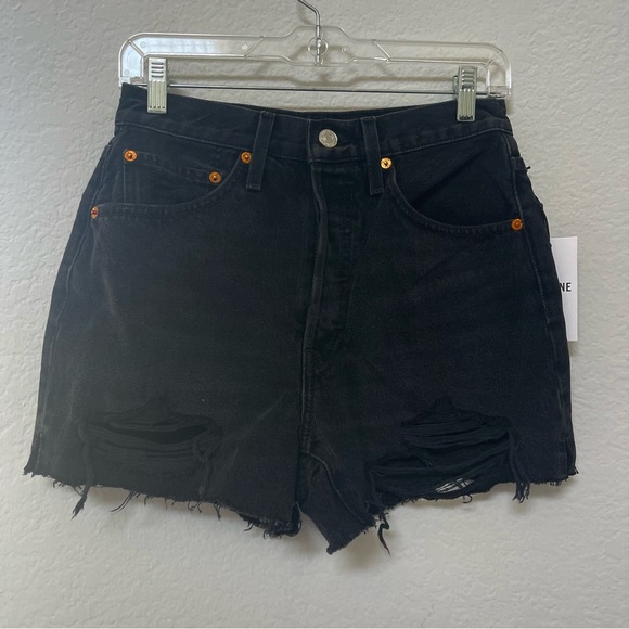RE/DONE 50s Cutoffs Denim Shorts Distressed Black Size 27 - Picture 3 of 5